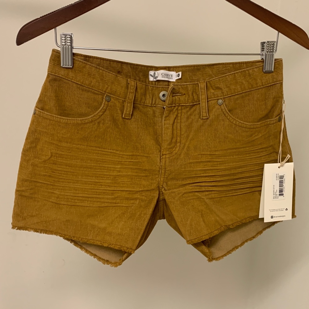 Carve Designs Mustard Yellow Low Rise Shorts 0